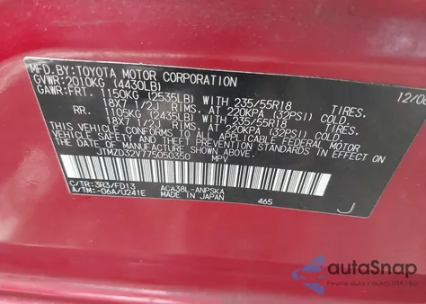 2007 Toyota Rav4 Sport from USA, damaged, VIN JTMZD32V775050350